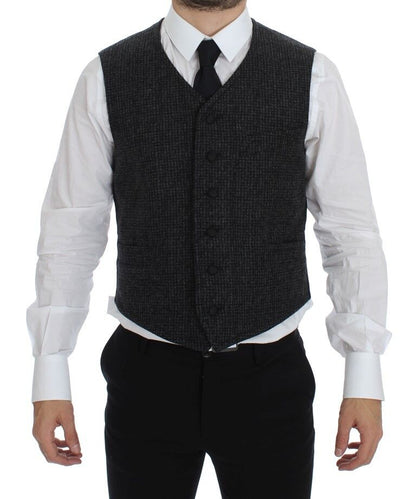 Gray Wool Blend Vest Gilet Weste-Dolce & Gabbana-LabelTerrace.com