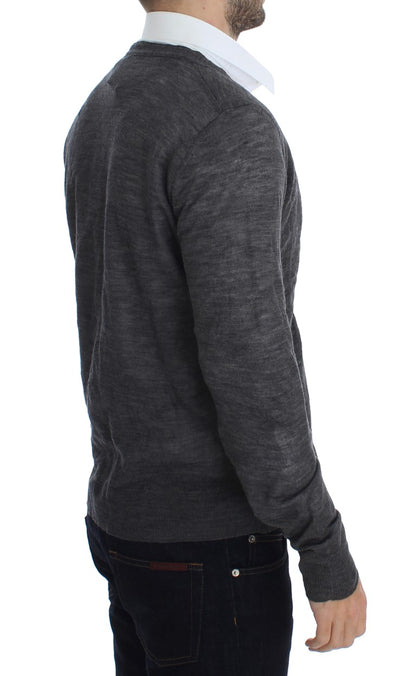 Gray Wool Button Cardigan Sweater-Costume National-LabelTerrace.com