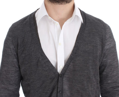 Gray Wool Button Cardigan Sweater-Costume National-LabelTerrace.com