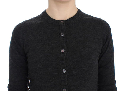 Gray Wool Button Cardigan Sweater-Dolce & Gabbana-LabelTerrace.com