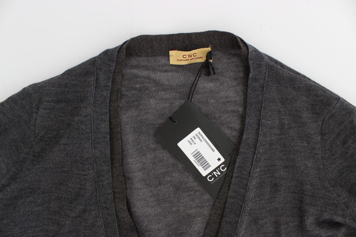 Gray Wool Button Cardigan Sweater-Costume National-LabelTerrace.com