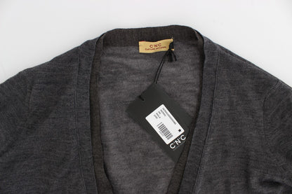 Gray Wool Button Cardigan Sweater-Costume National-LabelTerrace.com