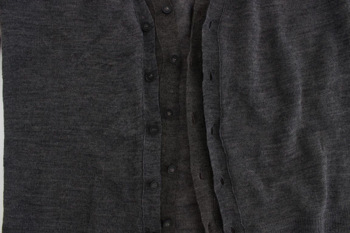 Gray Wool Button Cardigan Sweater-Costume National-LabelTerrace.com