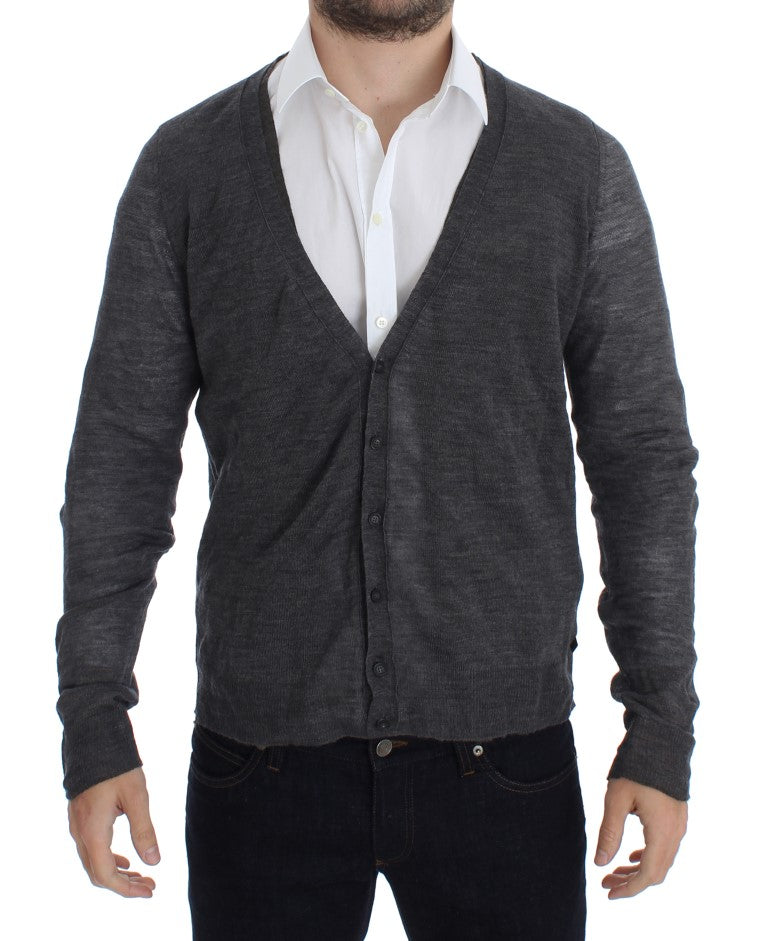 Gray Wool Button Cardigan Sweater-Costume National-LabelTerrace.com
