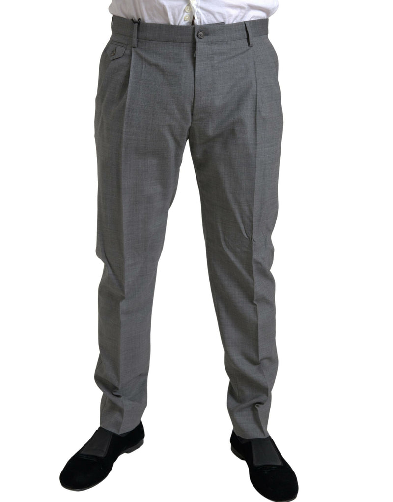 Gray Wool Chino Skinny Men Dress Trouser Pants-Dolce & Gabbana-LabelTerrace.com