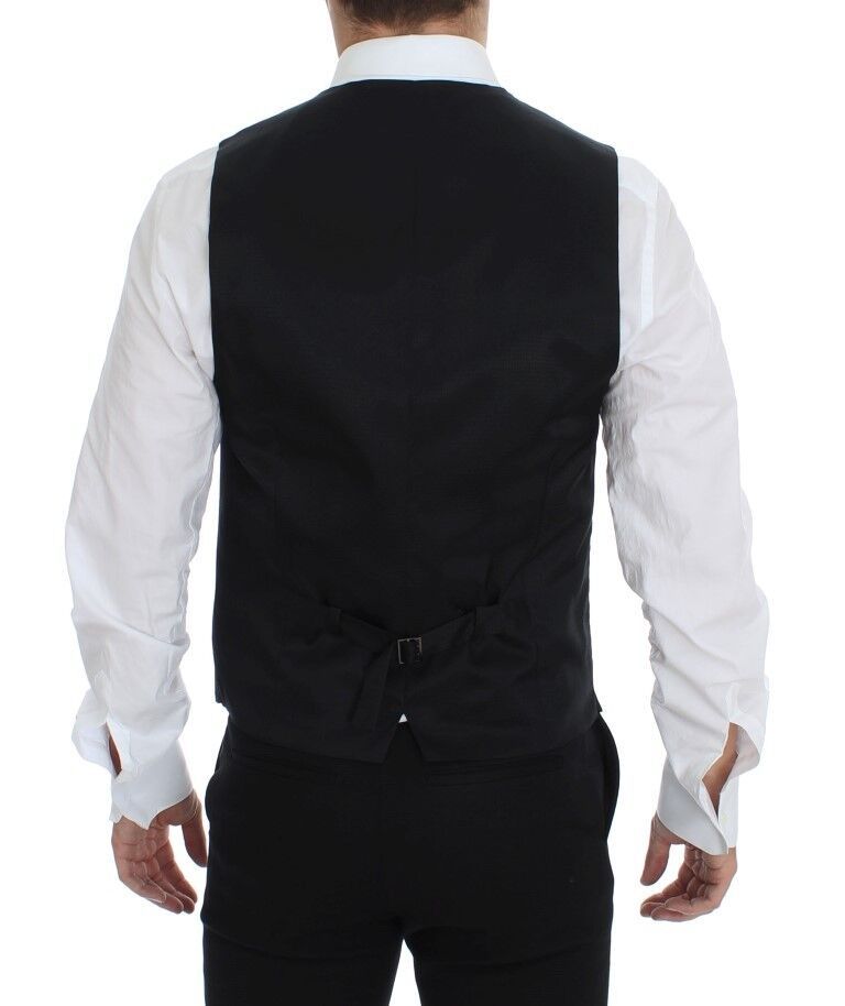 Gray Wool Formal Dress Vest Gilet Weste-Dolce & Gabbana-LabelTerrace.com