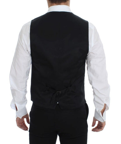 Gray Wool Formal Dress Vest Gilet Weste-Dolce & Gabbana-LabelTerrace.com