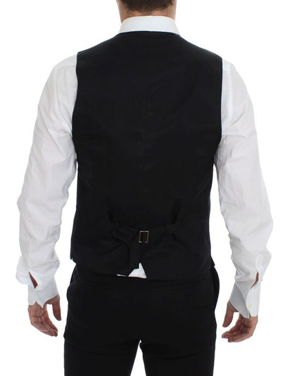 Gray Wool Formal Dress Vest Gilet Weste-Dolce & Gabbana-LabelTerrace.com