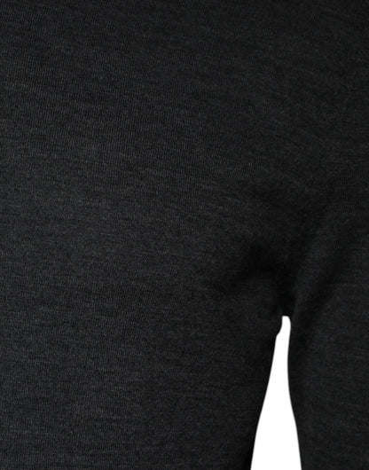 Gray Wool Knit Turtleneck Pullover Sweater-Dolce & Gabbana-LabelTerrace.com