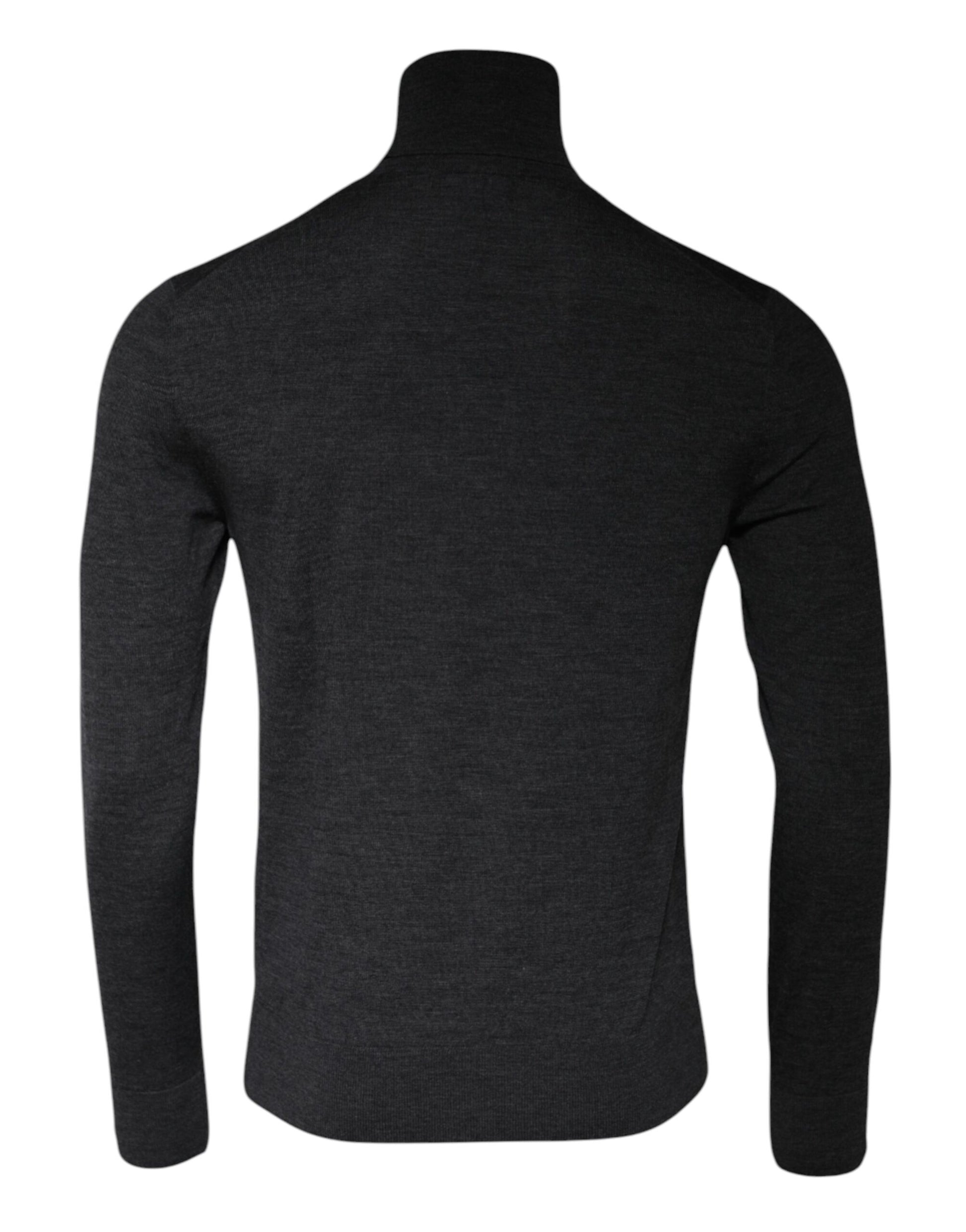 Gray Wool Knit Turtleneck Pullover Sweater-Dolce & Gabbana-LabelTerrace.com
