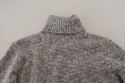Gray Wool Knit Turtleneck Pullover Sweater-Dolce & Gabbana-LabelTerrace.com