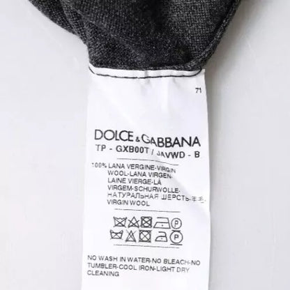 Gray Wool Knit Turtleneck Pullover Sweater-Dolce & Gabbana-LabelTerrace.com