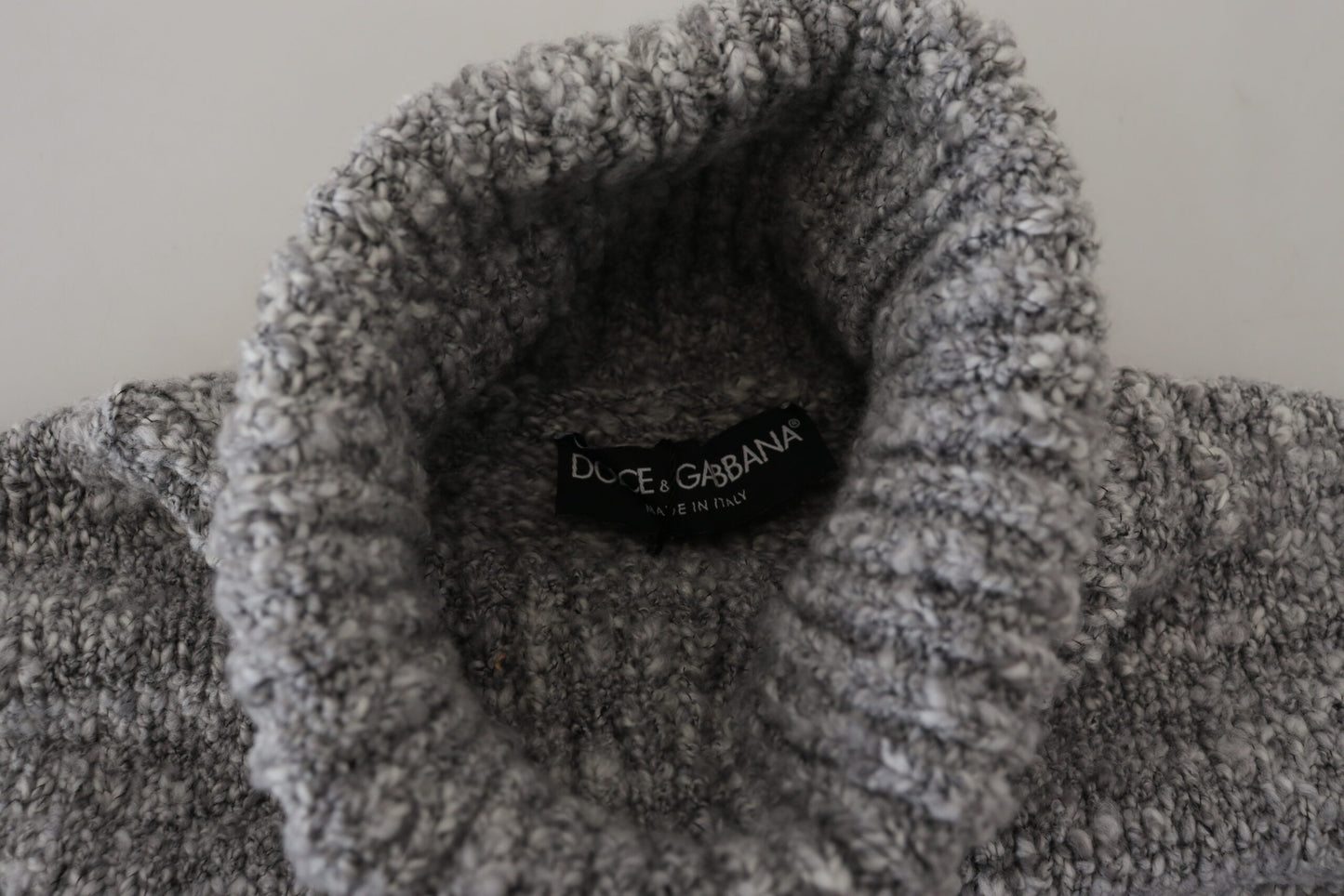 Gray Wool Knit Turtleneck Pullover Sweater-Dolce & Gabbana-LabelTerrace.com