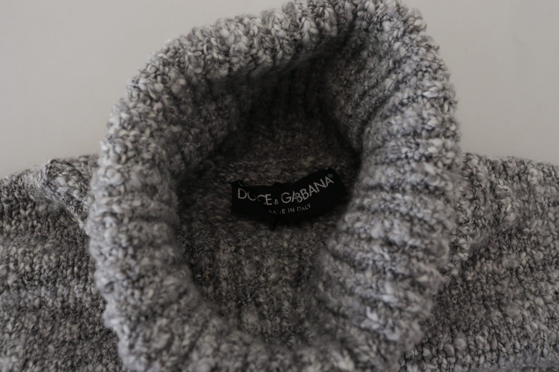 Gray Wool Knit Turtleneck Pullover Sweater-Dolce & Gabbana-LabelTerrace.com