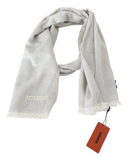Gray Wool Knit Unisex Neck Wrap Scarf-Missoni-LabelTerrace.com