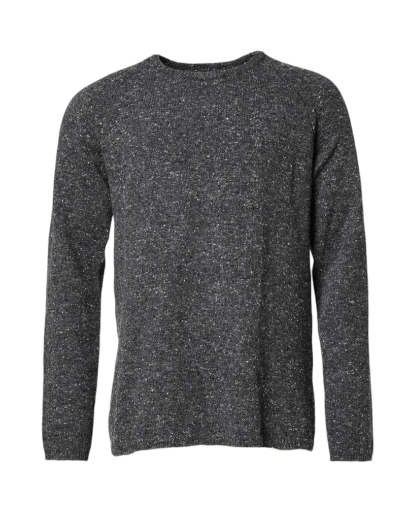 Gray Wool Knitted Round Neck Pullover Sweater-Dolce & Gabbana-LabelTerrace.com
