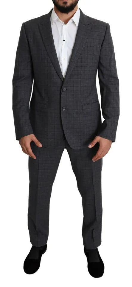 Gray Wool Men Formal 2 Piece MARTINI Suit-Dolce & Gabbana-LabelTerrace.com