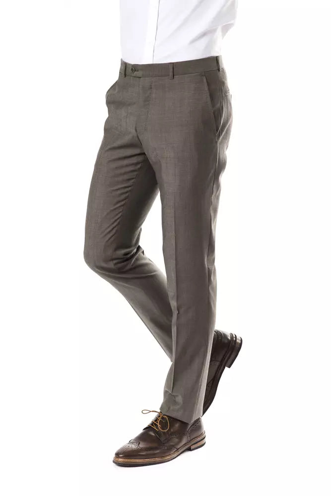 Gray Wool Men Suit Pant