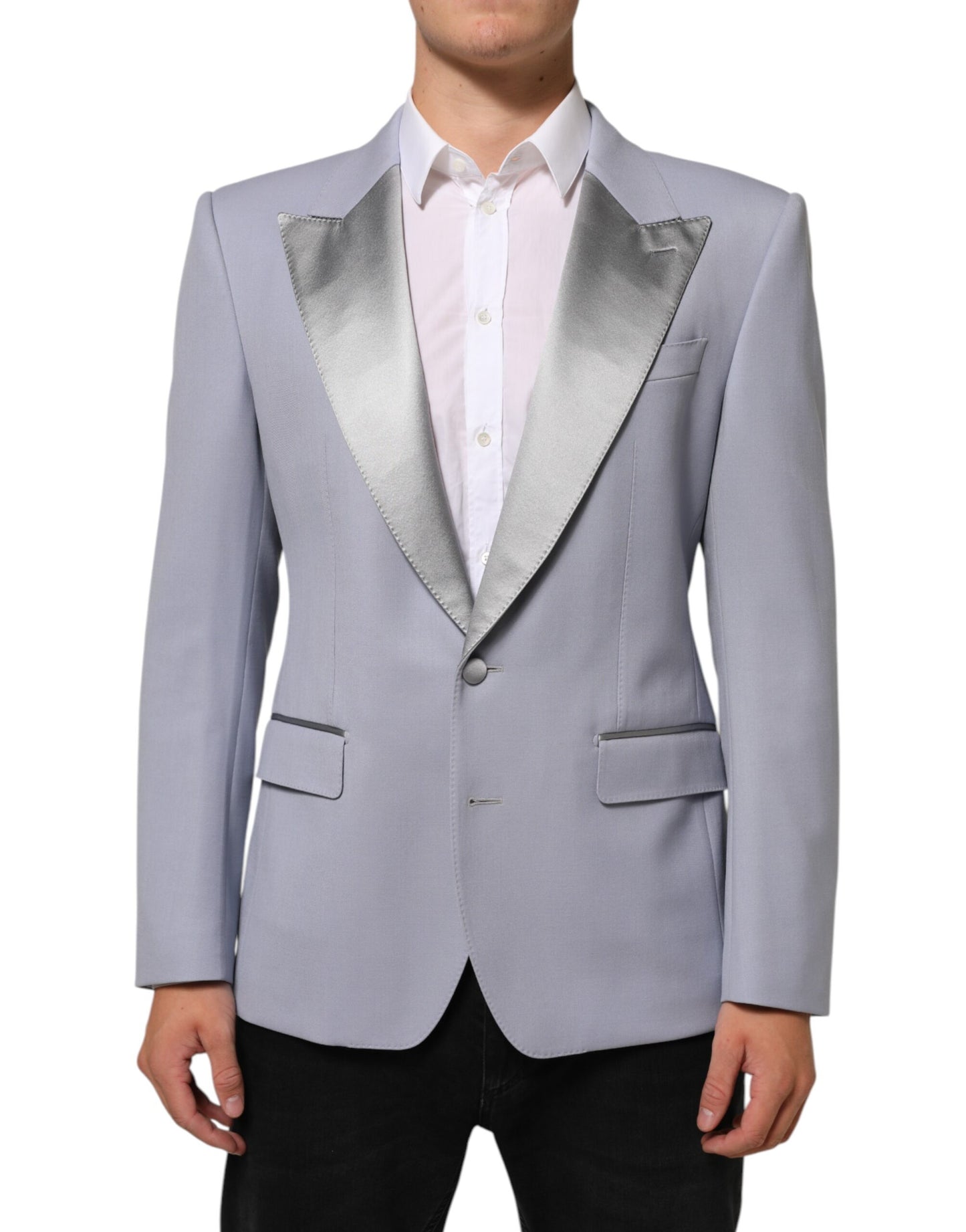Gray Wool SICILIA 2 Buttons Men Suit Blazer-Dolce & Gabbana-LabelTerrace.com