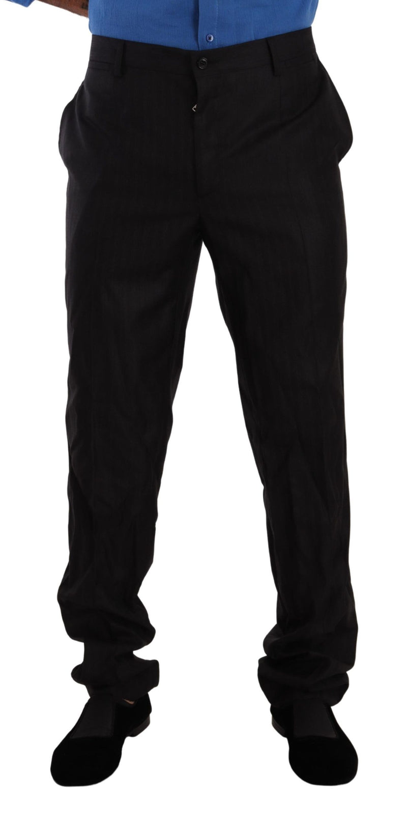 Gray Wool Silk Dress Trouser Dress Pants-Dolce & Gabbana-LabelTerrace.com
