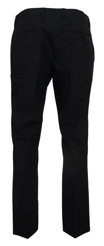 Gray Wool Stretch Dress Formal Slim Fit Pant-Dolce & Gabbana-LabelTerrace.com