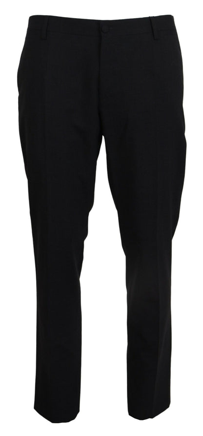 Gray Wool Stretch Dress Formal Slim Fit Pant-Dolce & Gabbana-LabelTerrace.com