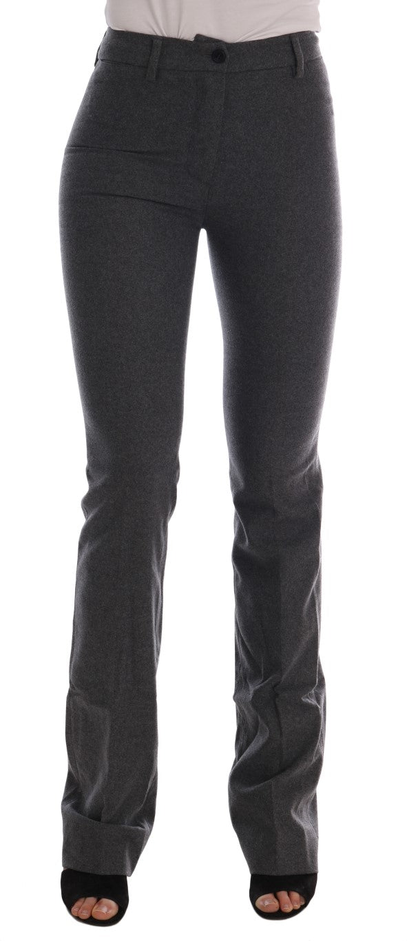 Gray Wool Stretch Slim Pants-Ermanno Scervino-LabelTerrace.com
