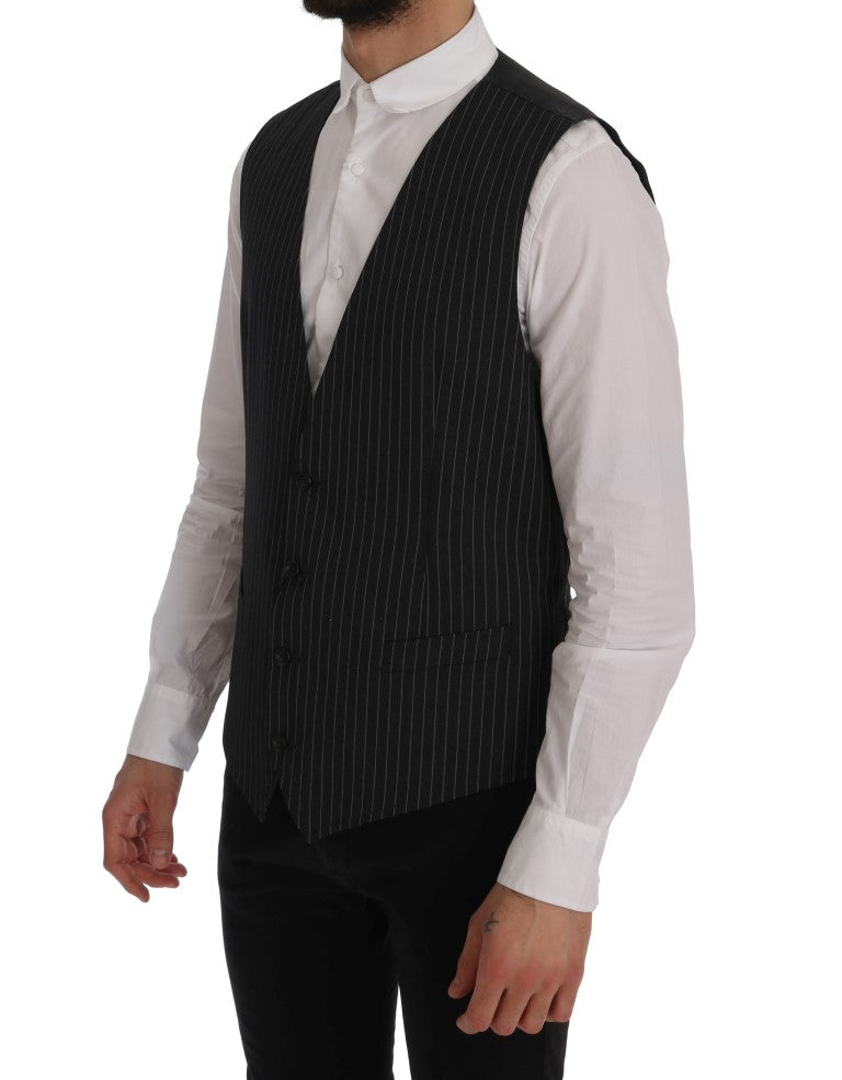 Gray Wool Stretch Vest-Dolce & Gabbana-LabelTerrace.com