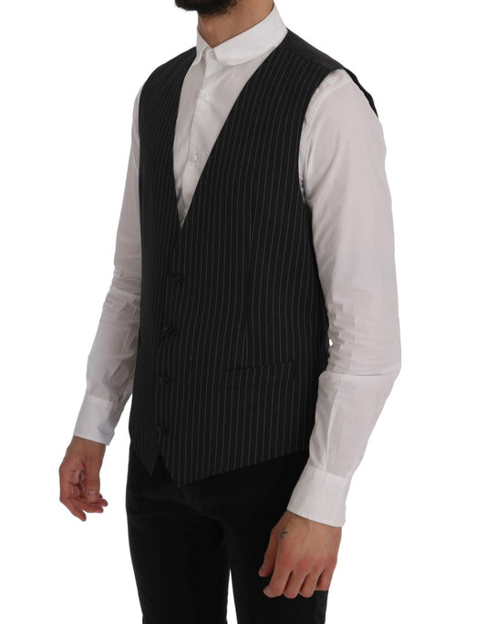 Gray Wool Stretch Vest-Dolce & Gabbana-LabelTerrace.com