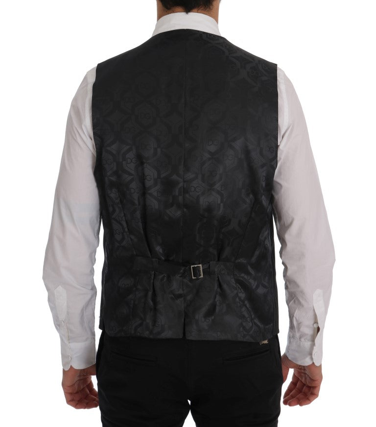 Gray Wool Stretch Vest-Dolce & Gabbana-LabelTerrace.com
