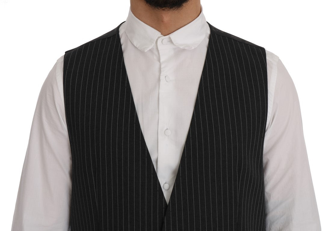 Gray Wool Stretch Vest-Dolce & Gabbana-LabelTerrace.com