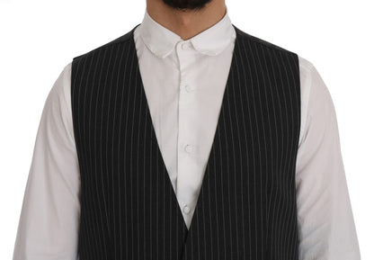 Gray Wool Stretch Vest-Dolce & Gabbana-LabelTerrace.com