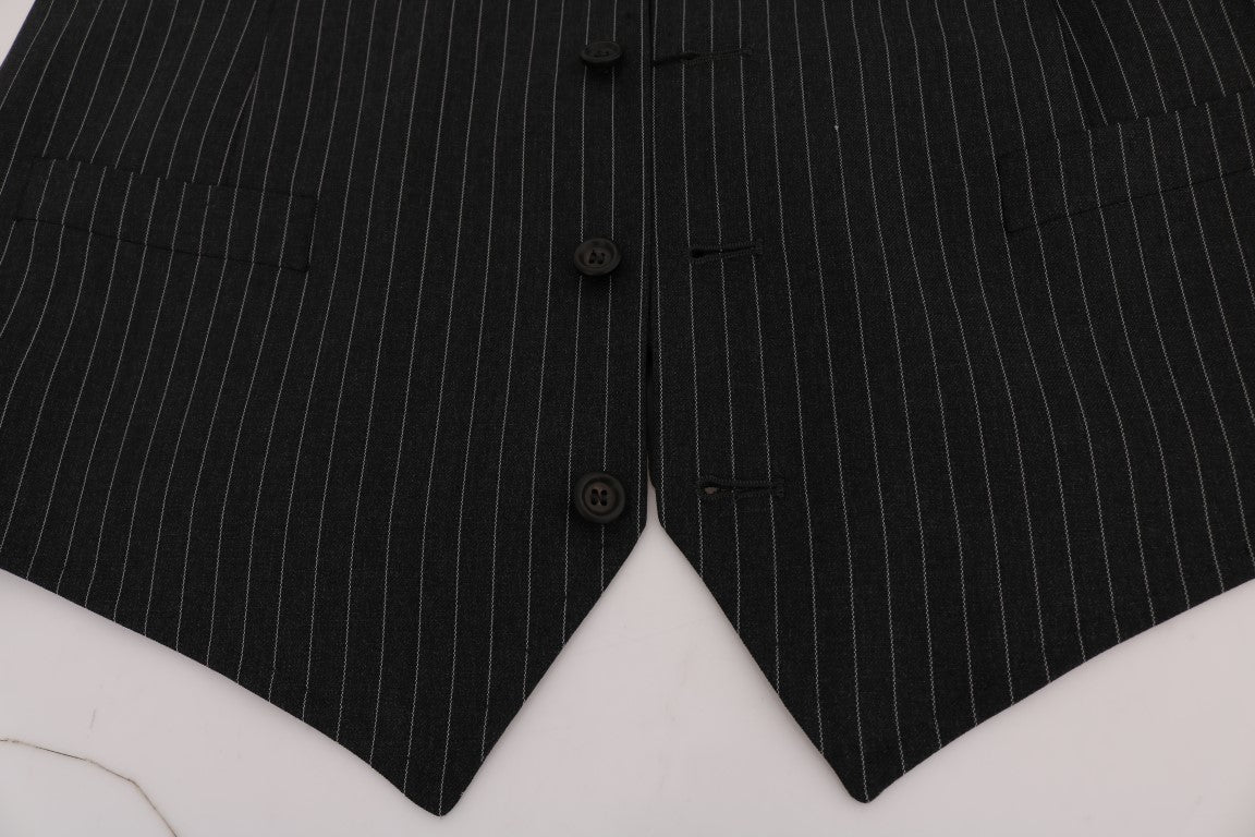 Gray Wool Stretch Vest-Dolce & Gabbana-LabelTerrace.com
