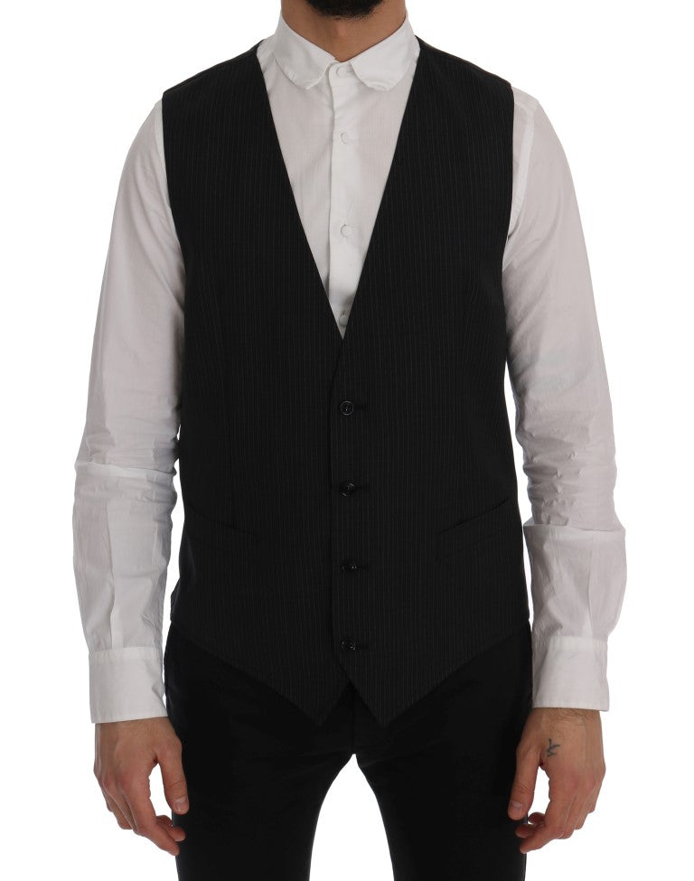 Gray Wool Stretch Vest-Dolce & Gabbana-LabelTerrace.com