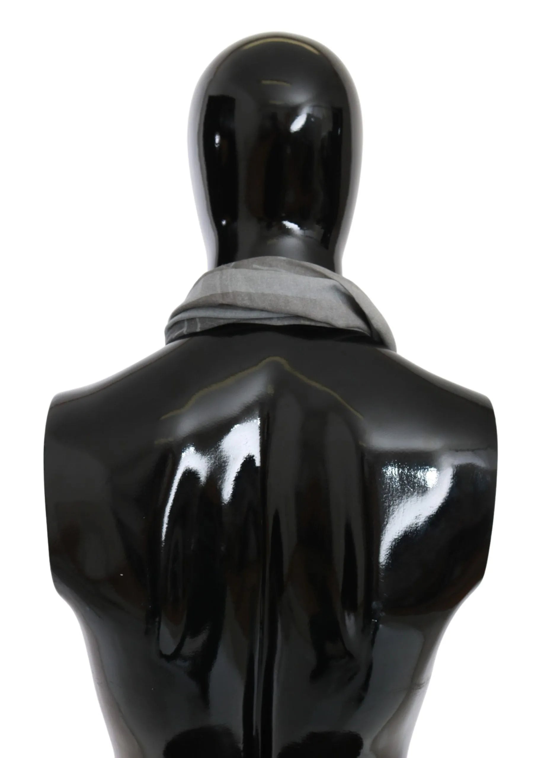 Gray Wool Viscose Foulard Patterned Branded Scarf-GF Ferre-LabelTerrace.com