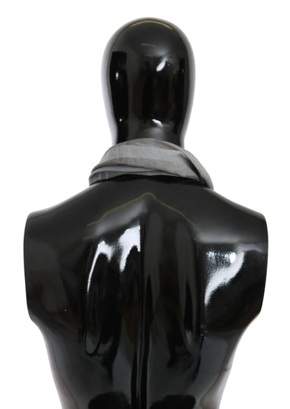 Gray Wool Viscose Foulard Patterned Branded Scarf-GF Ferre-LabelTerrace.com