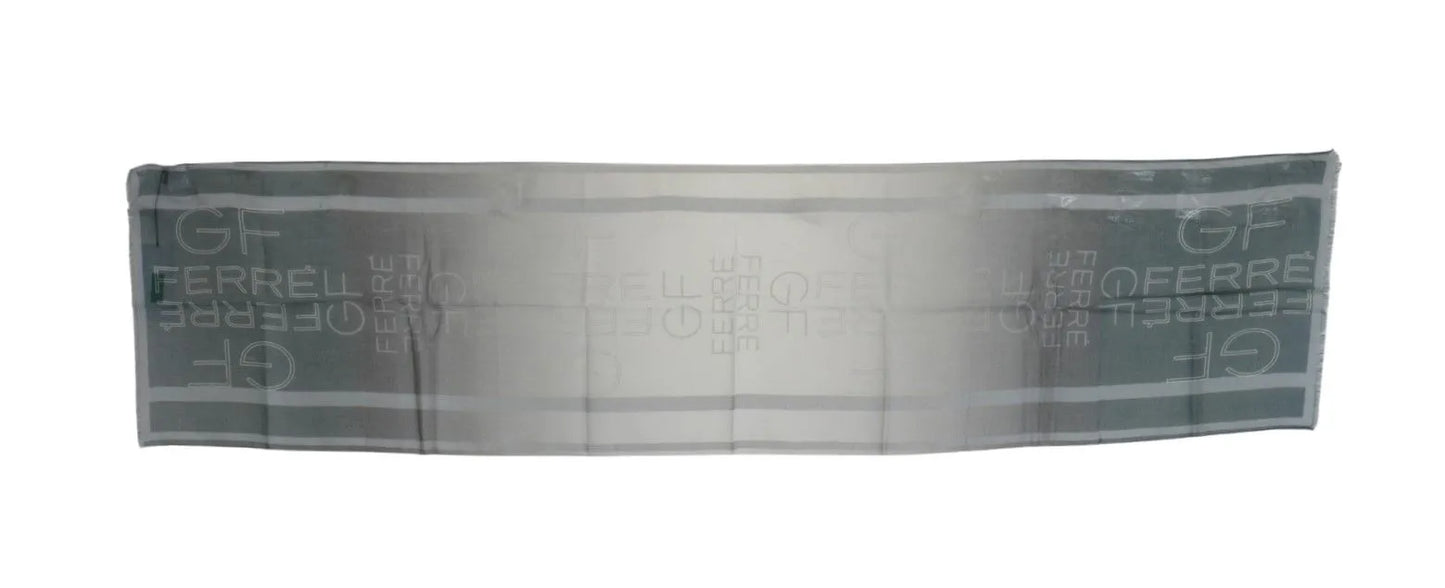 Gray Wool Viscose Foulard Patterned Branded Scarf-GF Ferre-LabelTerrace.com