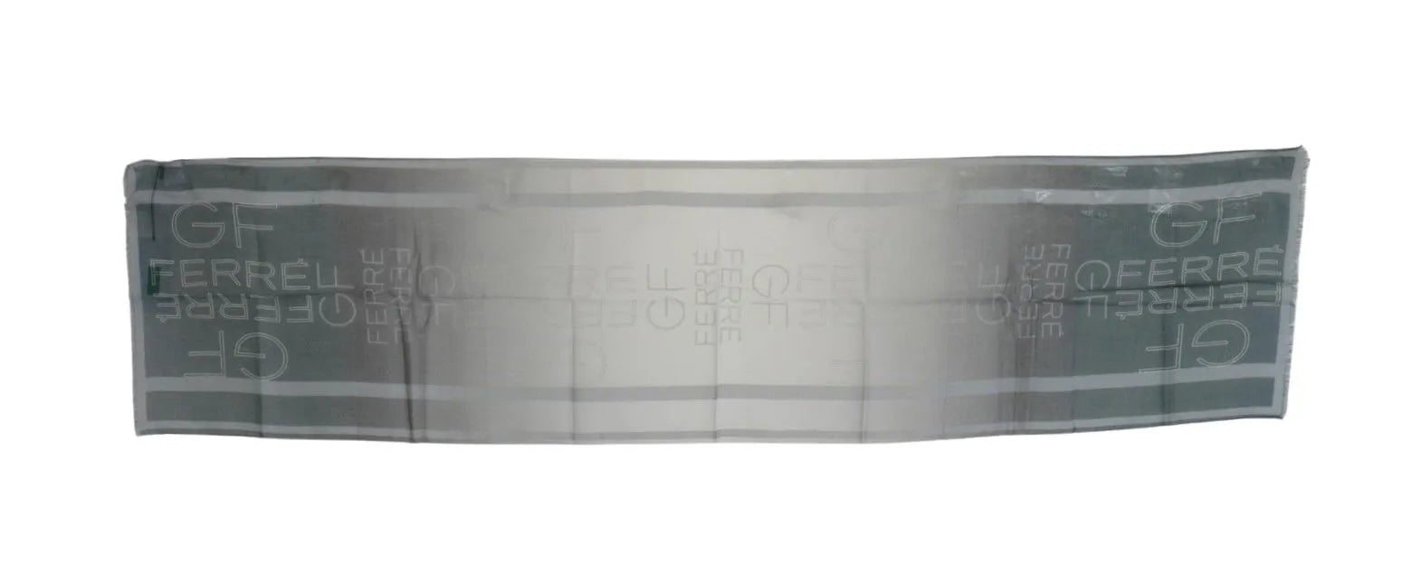 Gray Wool Viscose Foulard Patterned Branded Scarf-GF Ferre-LabelTerrace.com