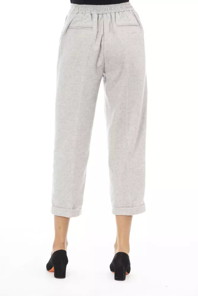 Gray Wool Women Pants-Alpha Studio-LabelTerrace.com