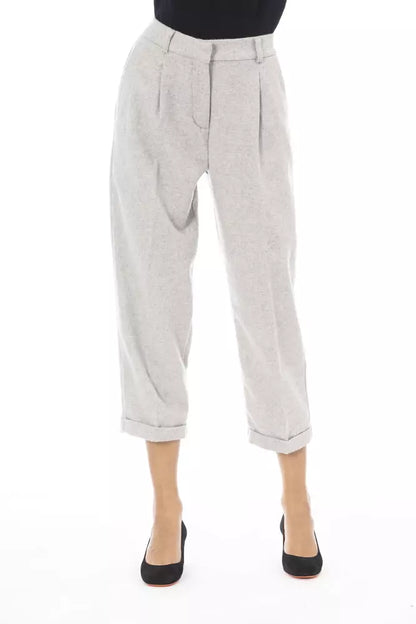 Gray Wool Women Pants-Alpha Studio-LabelTerrace.com