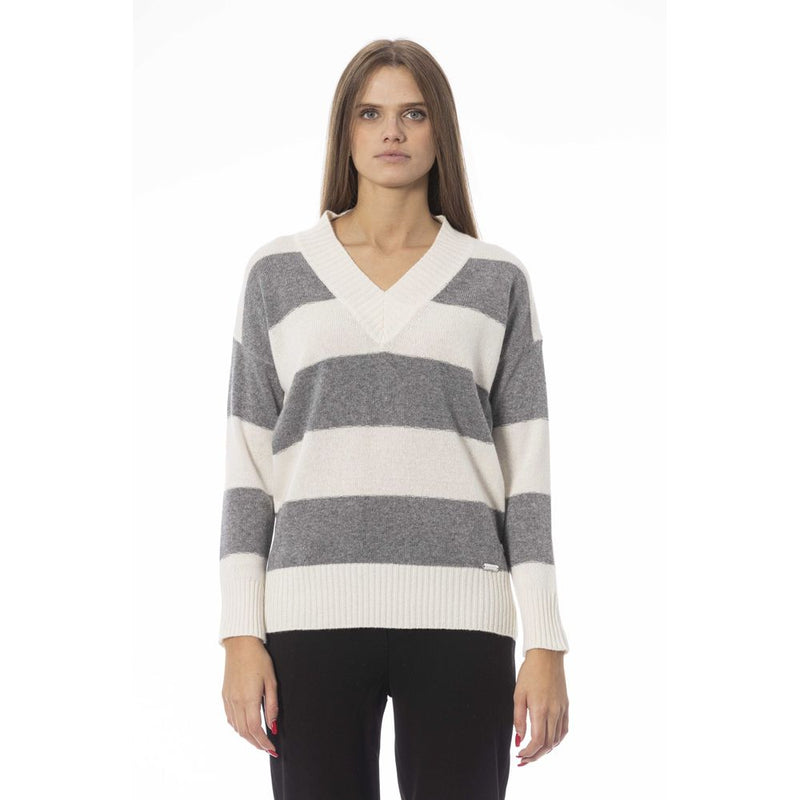 Gray Wool Women Sweater-Baldinini Trend-LabelTerrace.com