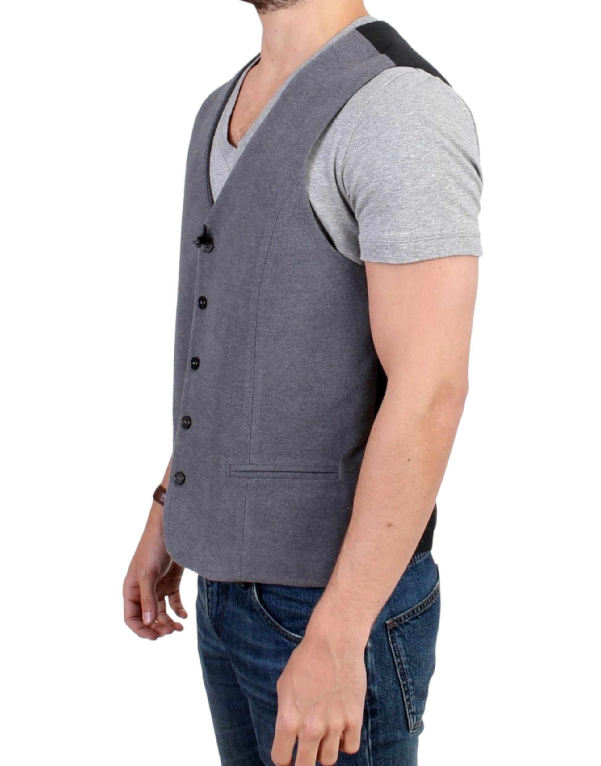Gray cotton blend casual vest-Costume National-LabelTerrace.com