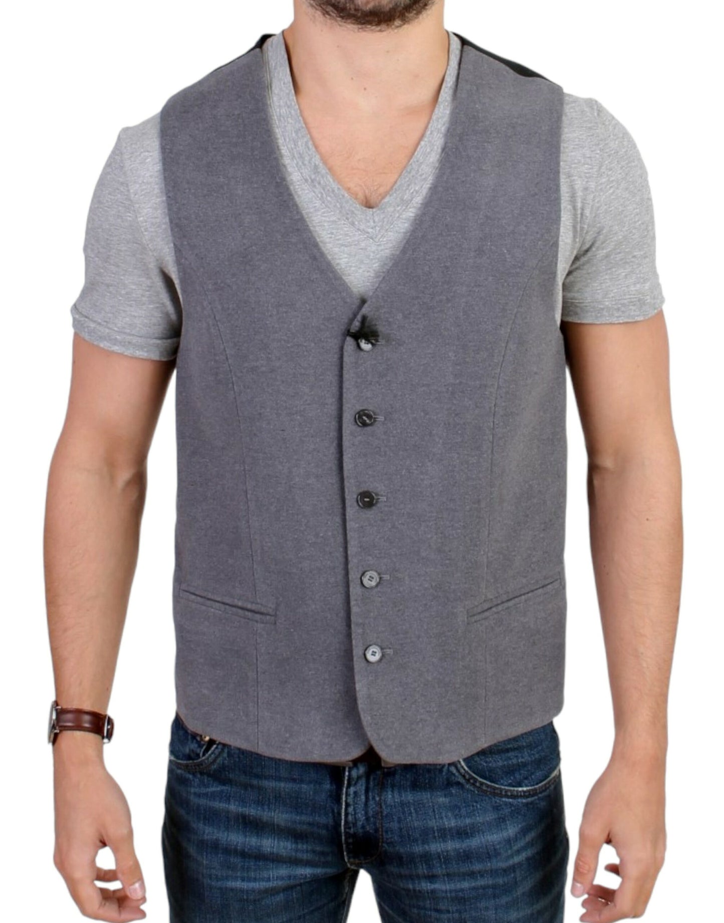 Gray cotton blend casual vest-Costume National-LabelTerrace.com