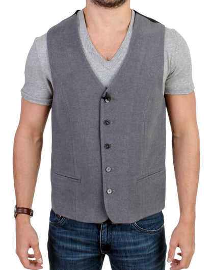 Gray cotton blend casual vest-Costume National-LabelTerrace.com