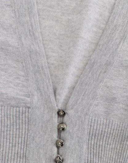 Gray cropped wool cardigan-Cavalli-LabelTerrace.com