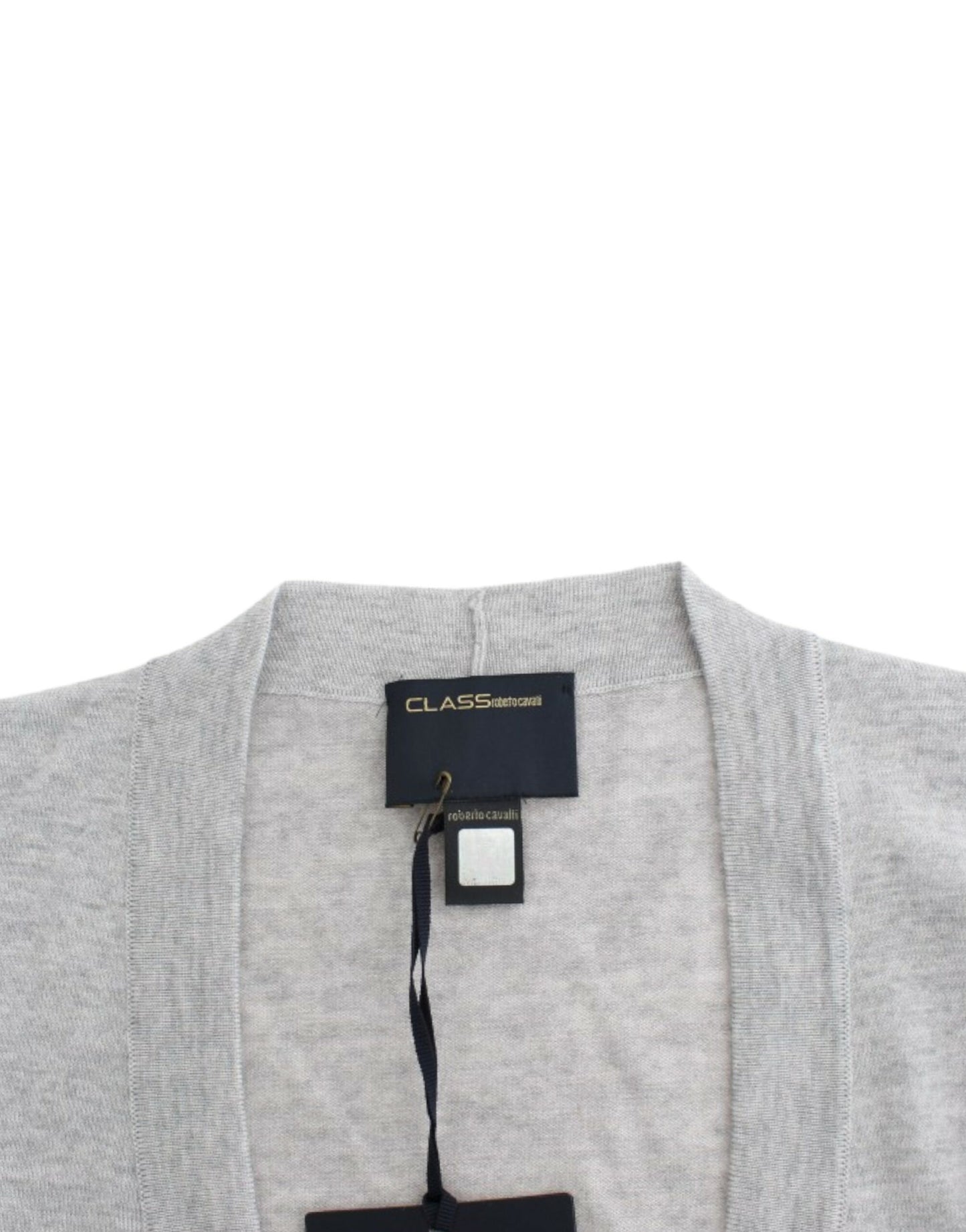 Gray cropped wool cardigan-Cavalli-LabelTerrace.com