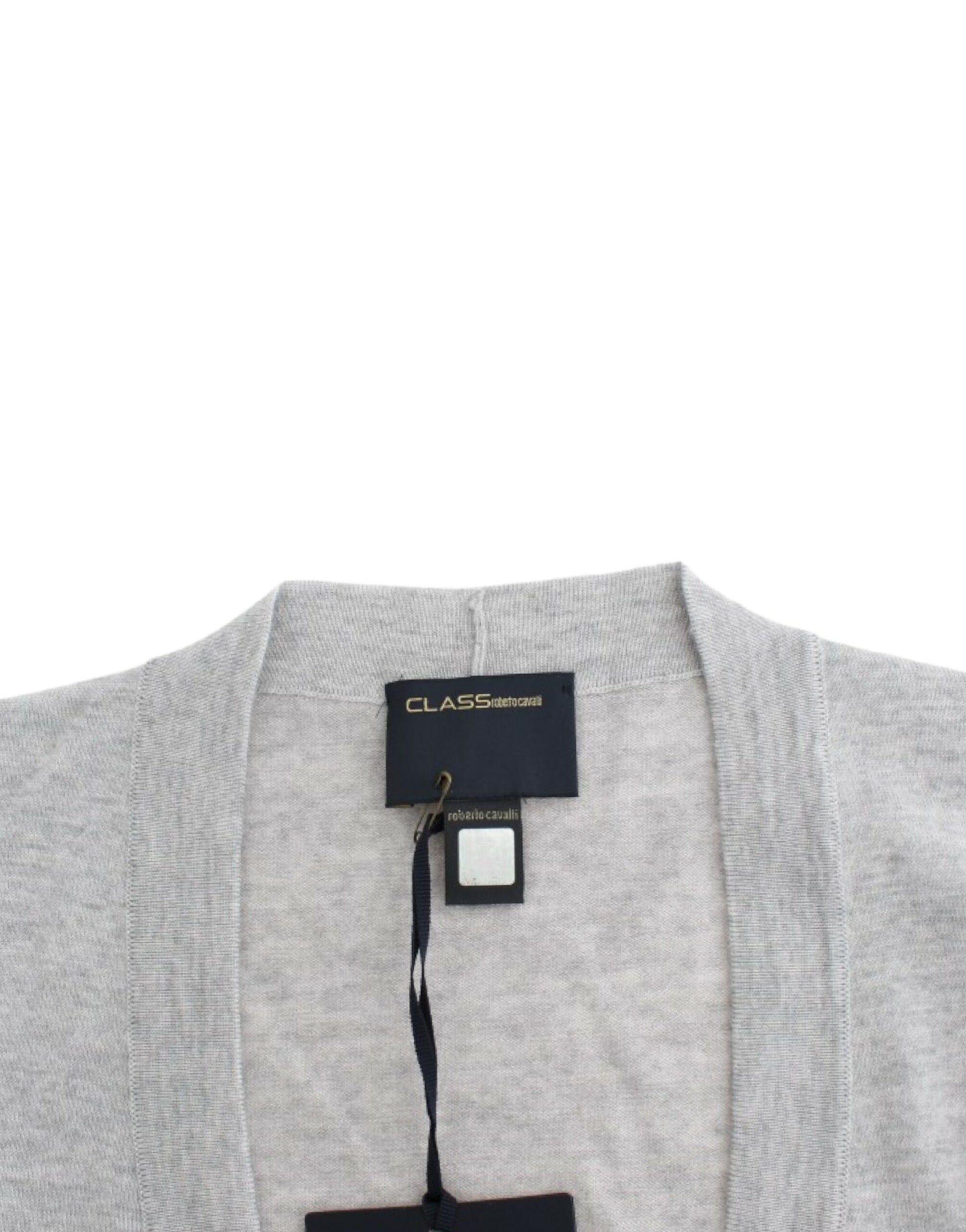 Gray cropped wool cardigan-Cavalli-LabelTerrace.com