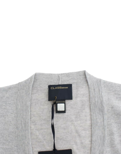 Gray cropped wool cardigan-Cavalli-LabelTerrace.com
