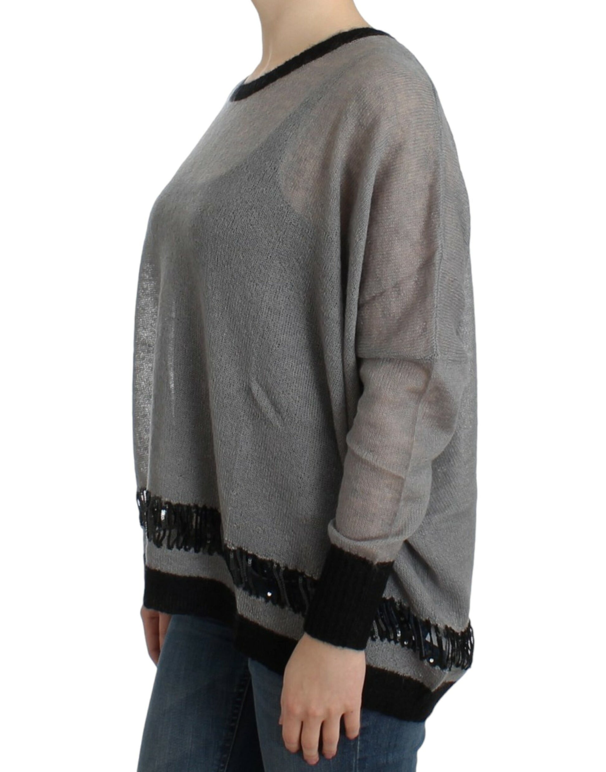 Gray embellished asymmetric sweater-Costume National-LabelTerrace.com