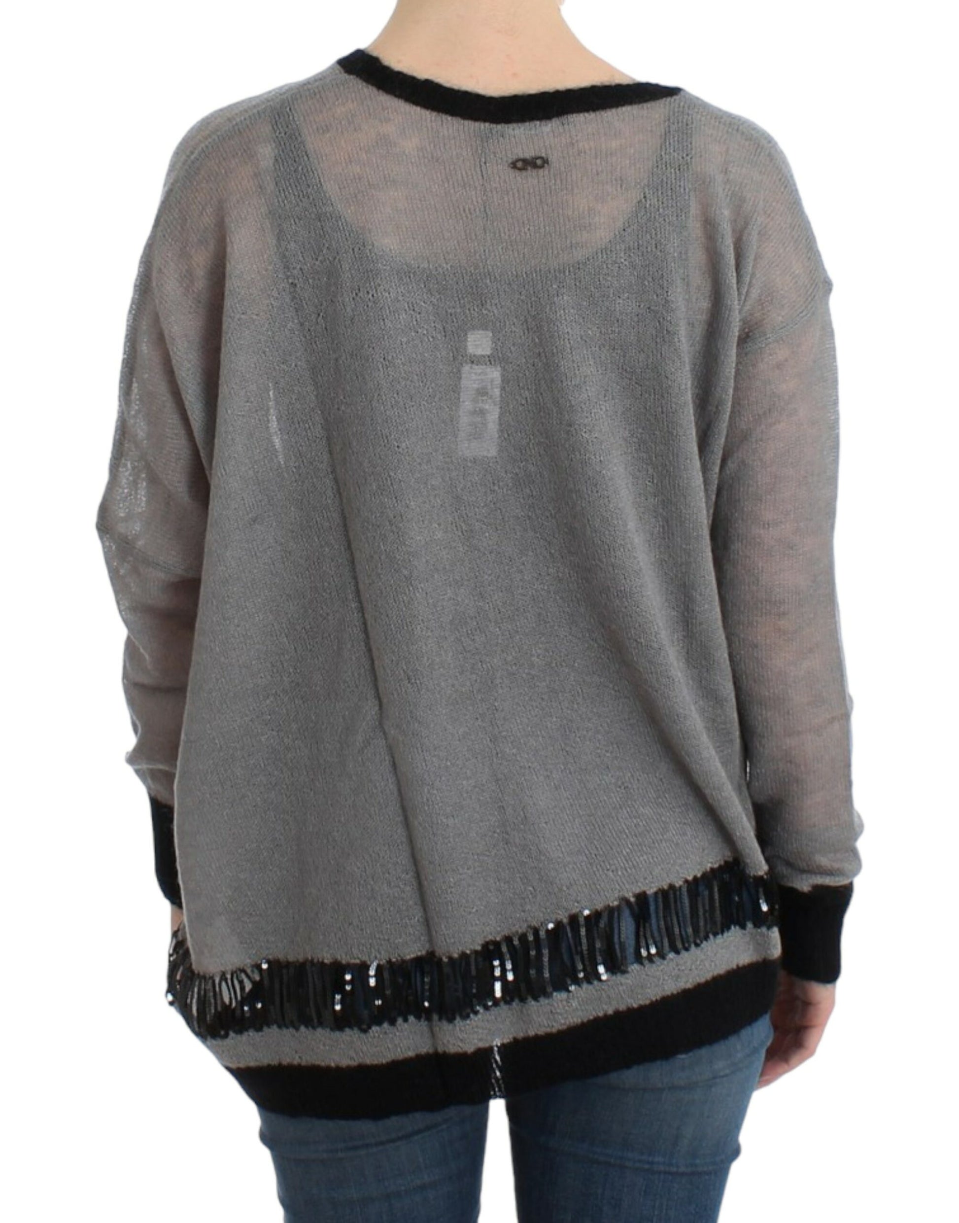 Gray embellished asymmetric sweater-Costume National-LabelTerrace.com